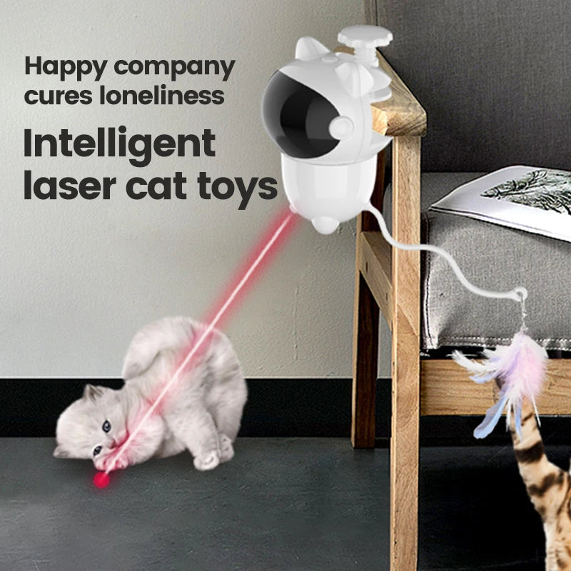 Automatic Interactive Laser Cat Toys Feather Funny Style Rechargeable Indoor Cat Dog Puppy Toy 5cm Newest Upgrade