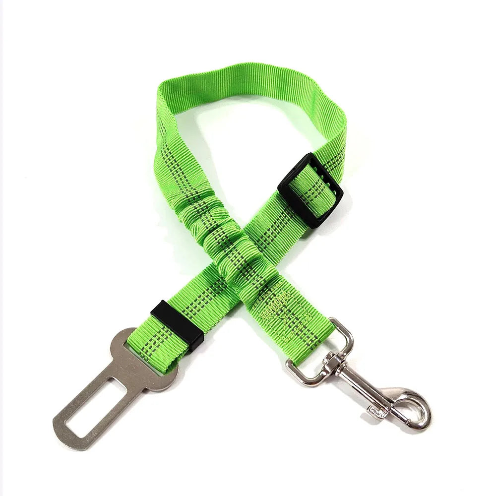 Adjustable Dog Car Seat Belt Harness – Reflective, Padded & Elastic Safety Strap for Comfortable Car Travel