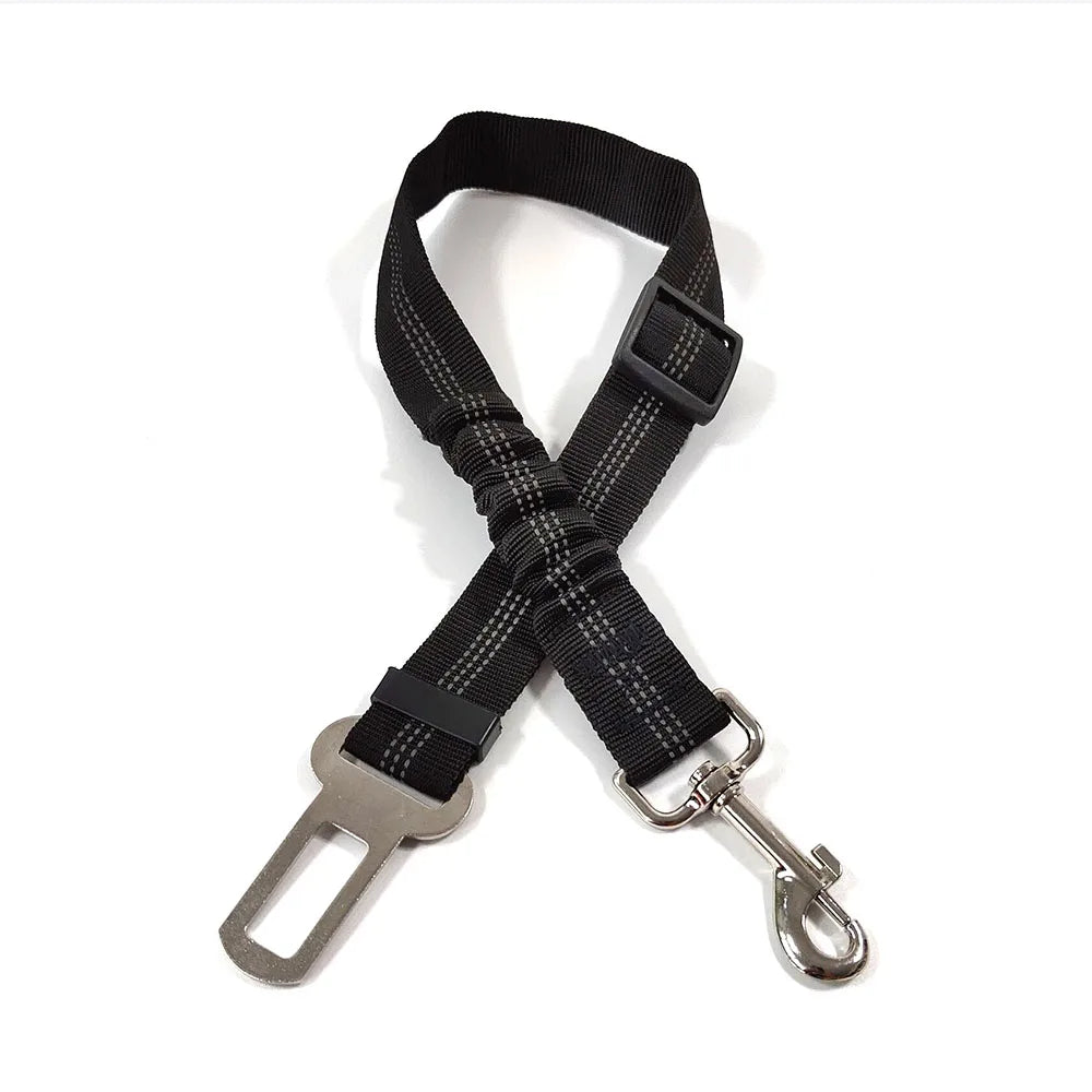 Adjustable Dog Car Seat Belt Harness – Reflective, Padded & Elastic Safety Strap for Comfortable Car Travel