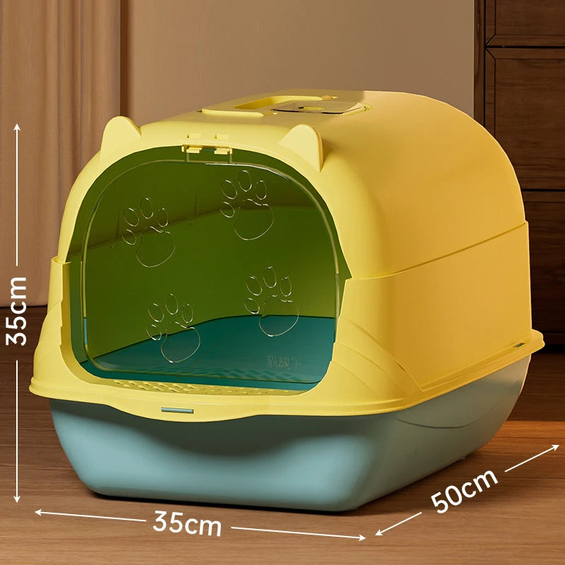 Large Capacity Cat Litter Box Fully Enclosed Sandbox Pet Anti Splash Toilet Spillproof Deodorant Cat Toilet Removable Cat Bedpan