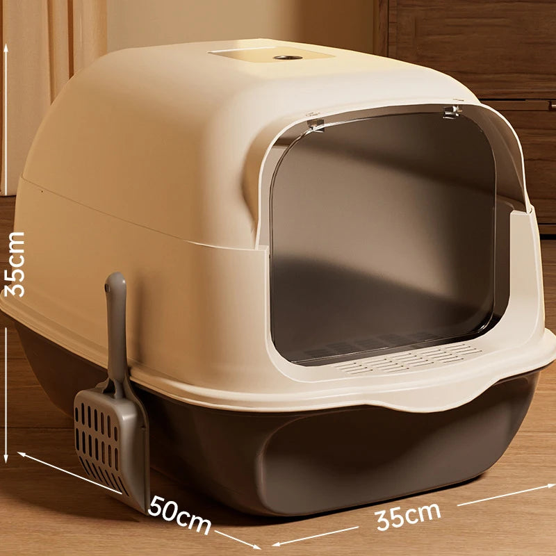Large Capacity Cat Litter Box Fully Enclosed Sandbox Pet Anti Splash Toilet Spillproof Deodorant Cat Toilet Removable Cat Bedpan