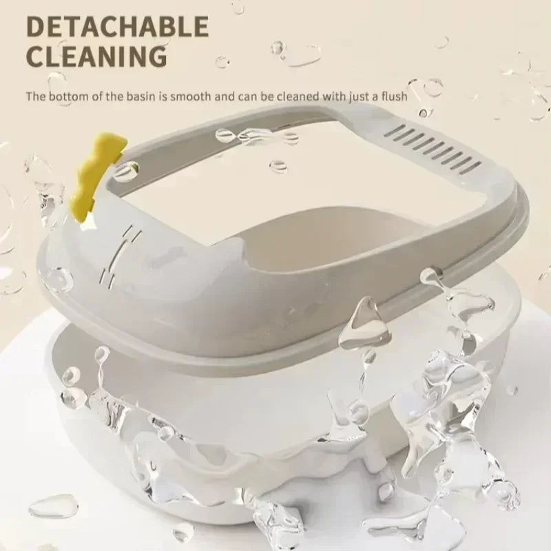 Large Capacity Splashproof Cat Litter Box Semi-Closed Kitty Toilet Sand Box Cleaning Basin Pet Supply for Cats