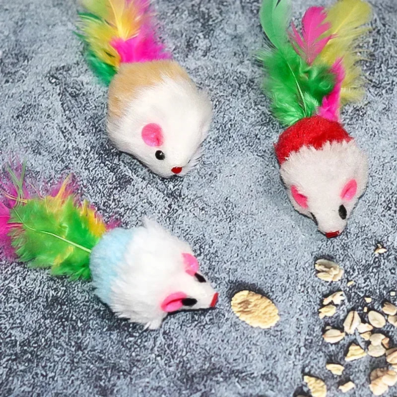 5pcs Kitten Toys Plush Simulation Mouse Interactive Cat Furry Pet Interactive Toy Supplies Cats Playing Scratch Training Game