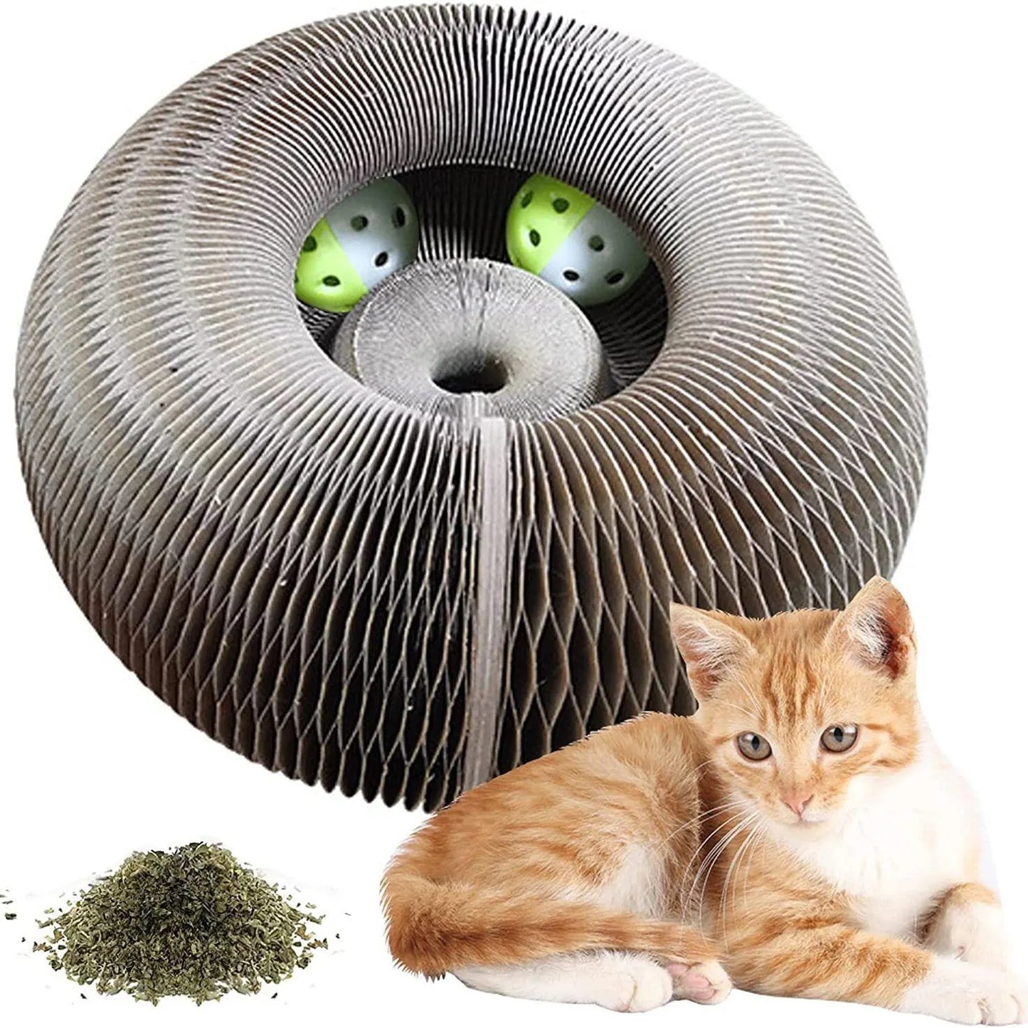 Magic Cat Scratch Organ Board with Ball Interactive Cat Toy Climbing Frame Kitten round Corrugated Scratcher Single Layer