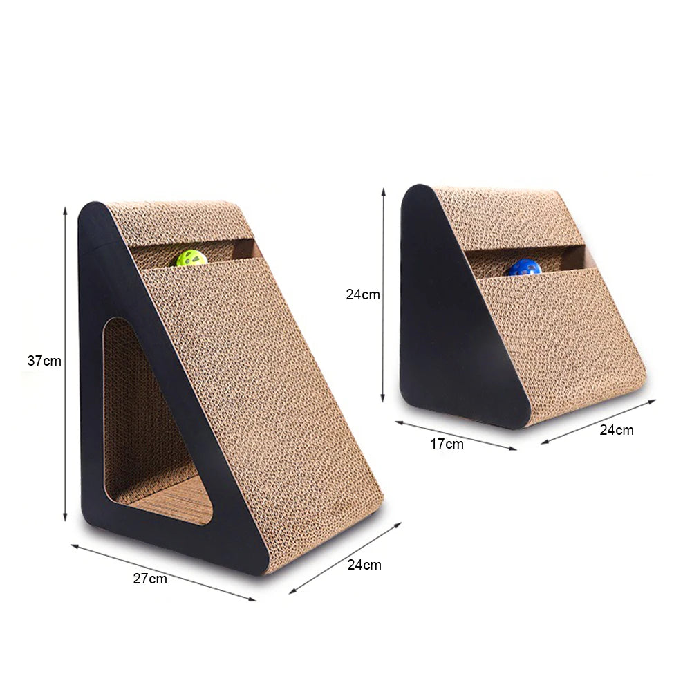 Triangular Cat Scratcher Cardboard with Spinning Balls Sturdy Anti-Scratch Toy Relieves Cat Stress Pet Plaything for Indoor Cats