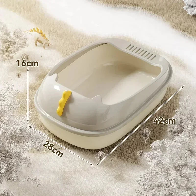 Large Capacity Splashproof Cat Litter Box Semi-Closed Kitty Toilet Sand Box Cleaning Basin Pet Supply for Cats