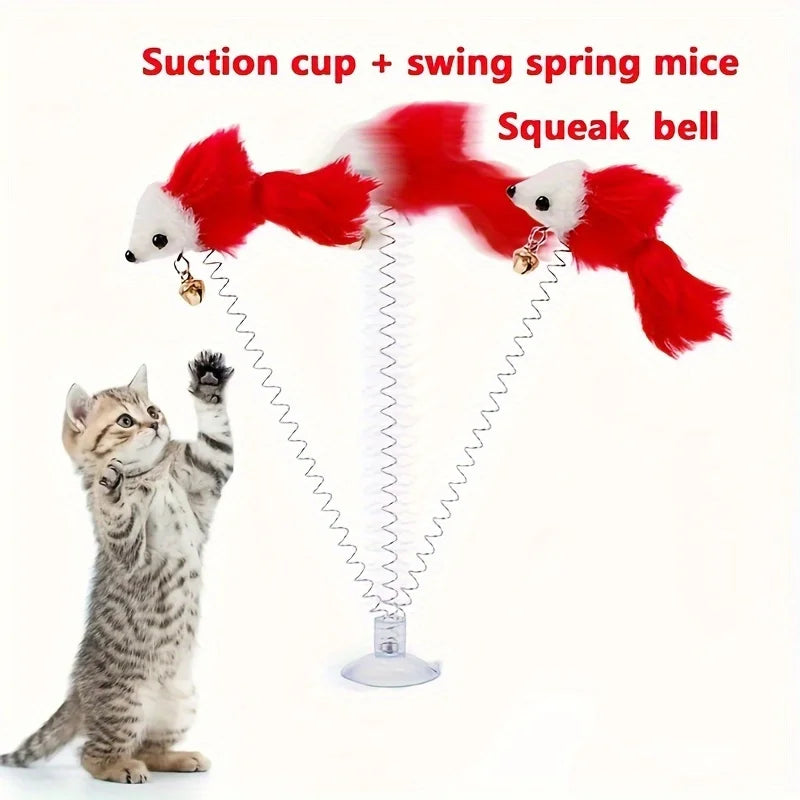 Random Color Suction Cup Spring Bells That Make Sounds for Mice to Chew on to Attract Cats' Attention