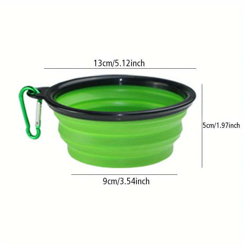 Portable Dog Folding Bowl Travel Food Water Dish Lightweight Silicone Bowl Lip for Outdoor Walking Universal for Small to Large Dogs