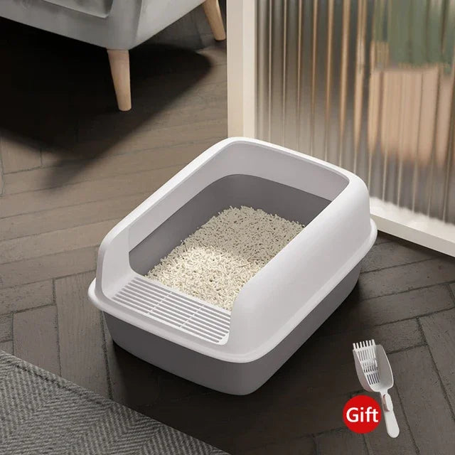 Small Size Cat Bedpan Anti-Splash Pet Sandbox Kitten Tray Semi-Closed Plastic Cat Toilet Cleaning Supplies