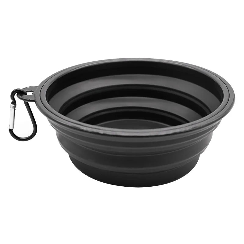 2-in-1 Folding Portable Silicone Pet Feeder Bowl with Bottle – Travel Food & Water Dispenser for Dogs & Cats, Outdoor with Carabiner