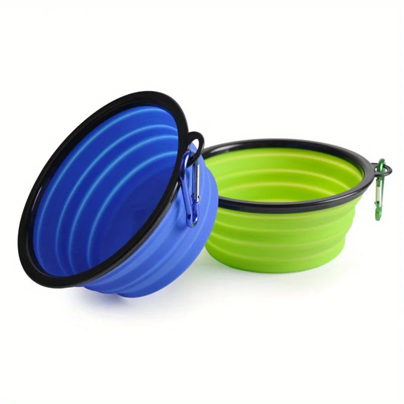 Portable Dog Folding Bowl Travel Food Water Dish Lightweight Silicone Bowl Lip for Outdoor Walking Universal for Small to Large Dogs