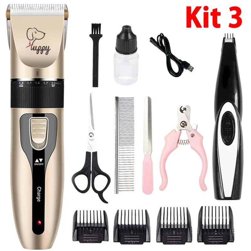 Rechargeable Pet Grooming Clipper Kit Professional Dog & Cat Hair Trimmer - Efficient Battery Powered Pet Care Tool