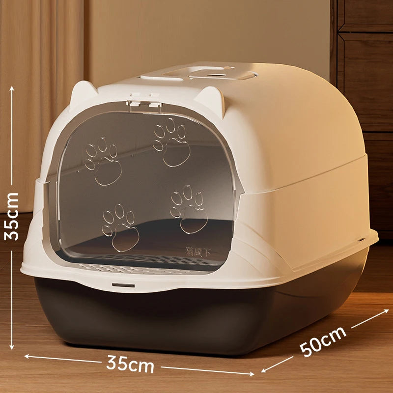 Large Capacity Cat Litter Box Fully Enclosed Sandbox Pet Anti Splash Toilet Spillproof Deodorant Cat Toilet Removable Cat Bedpan