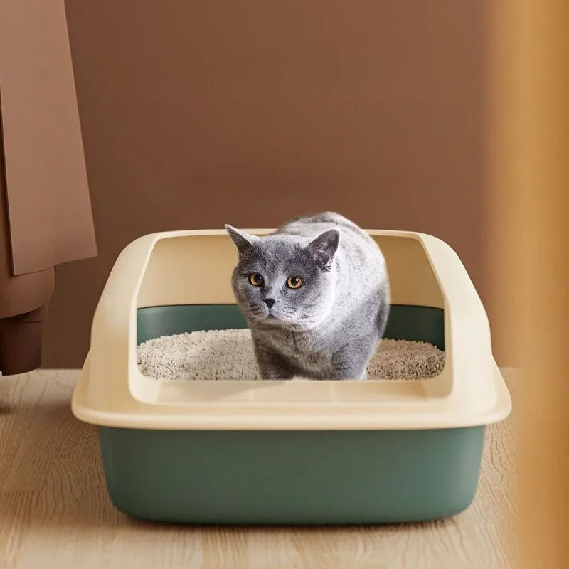 Small Size Cat Bedpan Anti-Splash Pet Sandbox Kitten Tray Semi-Closed Plastic Cat Toilet Cleaning Supplies