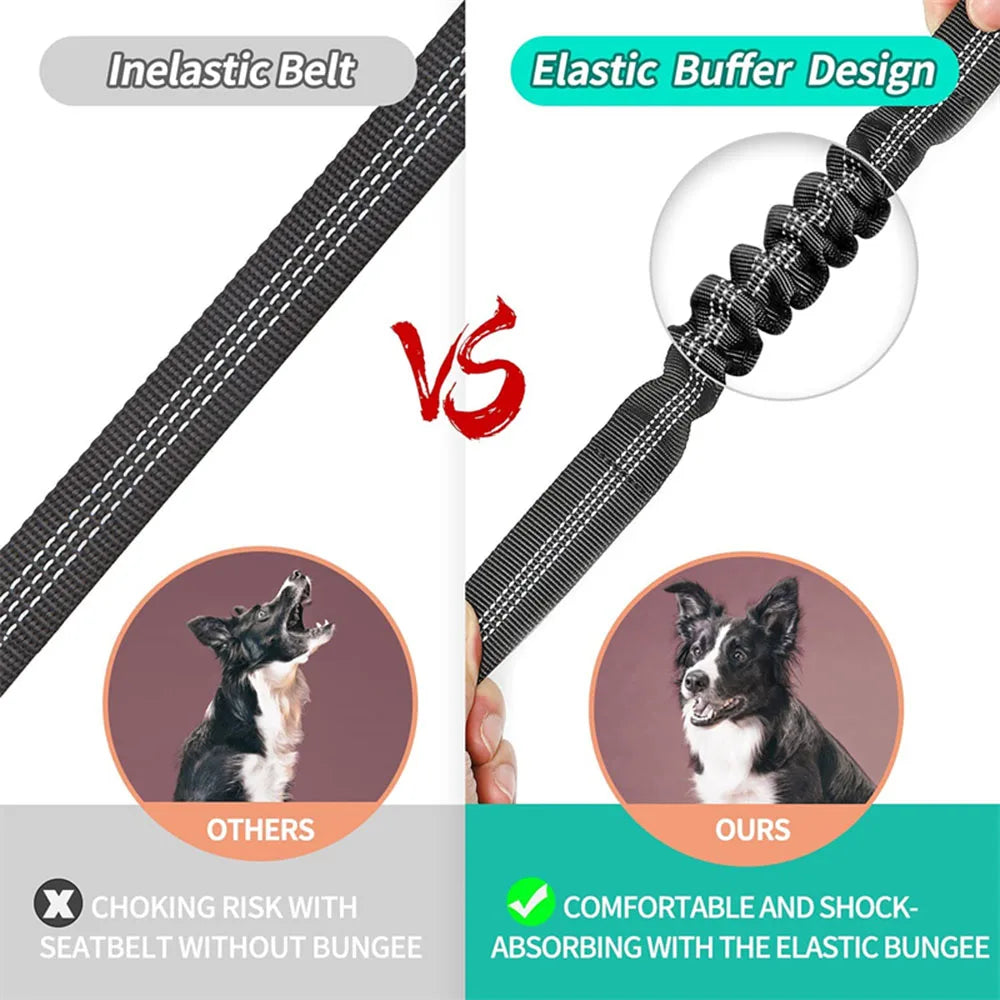 Adjustable Dog Car Seat Belt Harness – Reflective, Padded & Elastic Safety Strap for Comfortable Car Travel