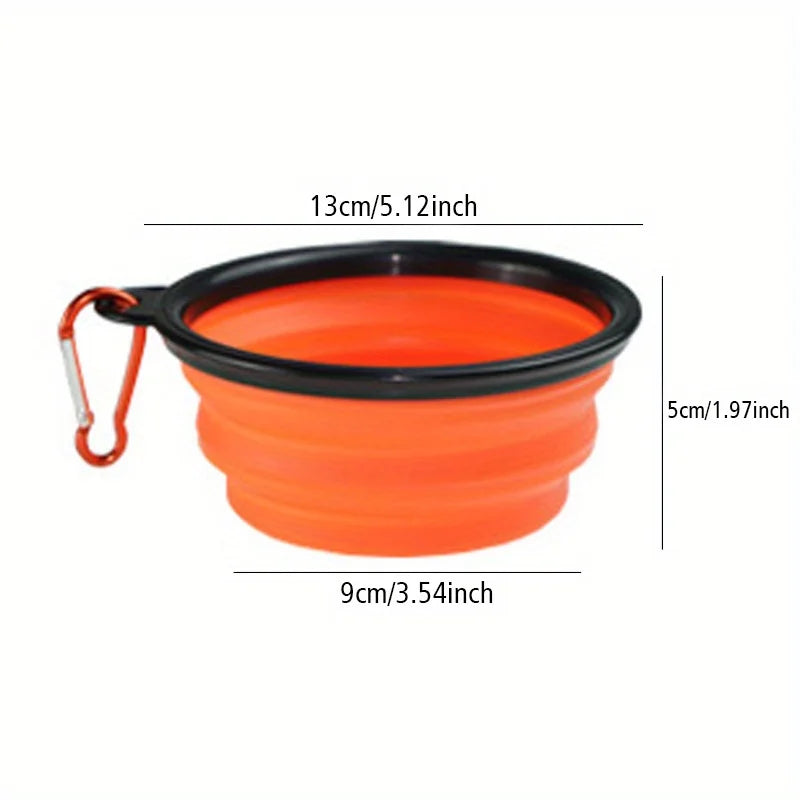 Portable Dog Folding Bowl Travel Food Water Dish Lightweight Silicone Bowl Lip for Outdoor Walking Universal for Small to Large Dogs