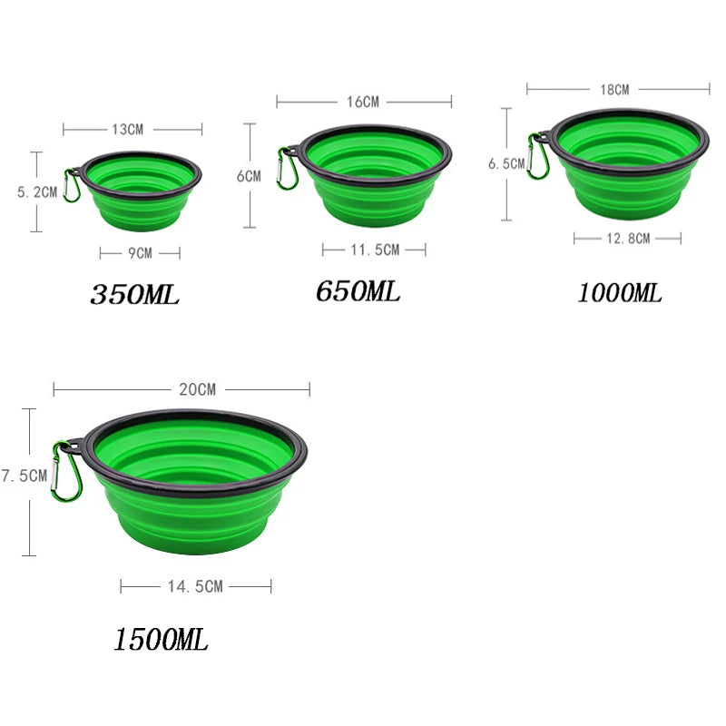 2-in-1 Folding Portable Silicone Pet Feeder Bowl with Bottle – Travel Food & Water Dispenser for Dogs & Cats, Outdoor with Carabiner