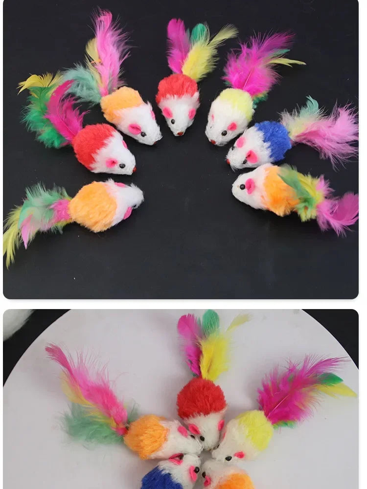 5pcs Kitten Toys Plush Simulation Mouse Interactive Cat Furry Pet Interactive Toy Supplies Cats Playing Scratch Training Game