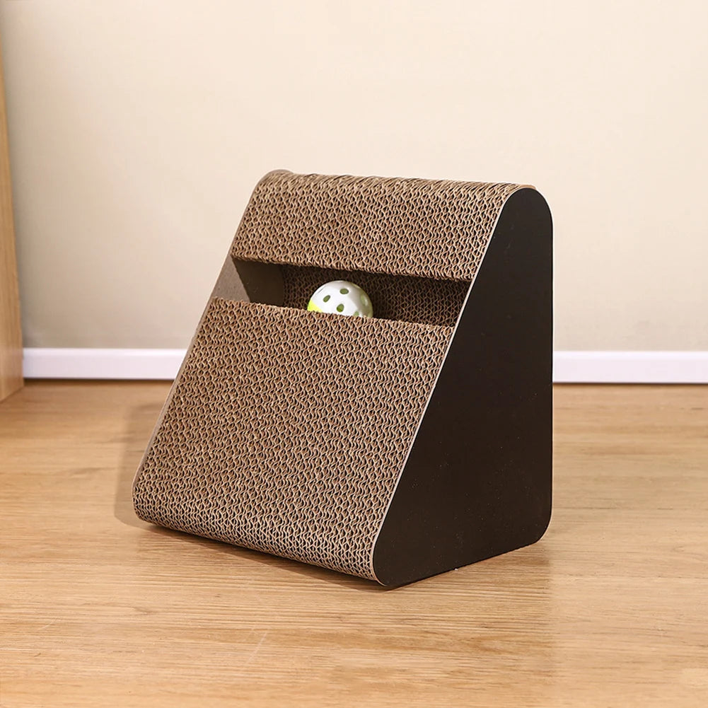 Triangular Cat Scratcher Cardboard with Spinning Balls Sturdy Anti-Scratch Toy Relieves Cat Stress Pet Plaything for Indoor Cats