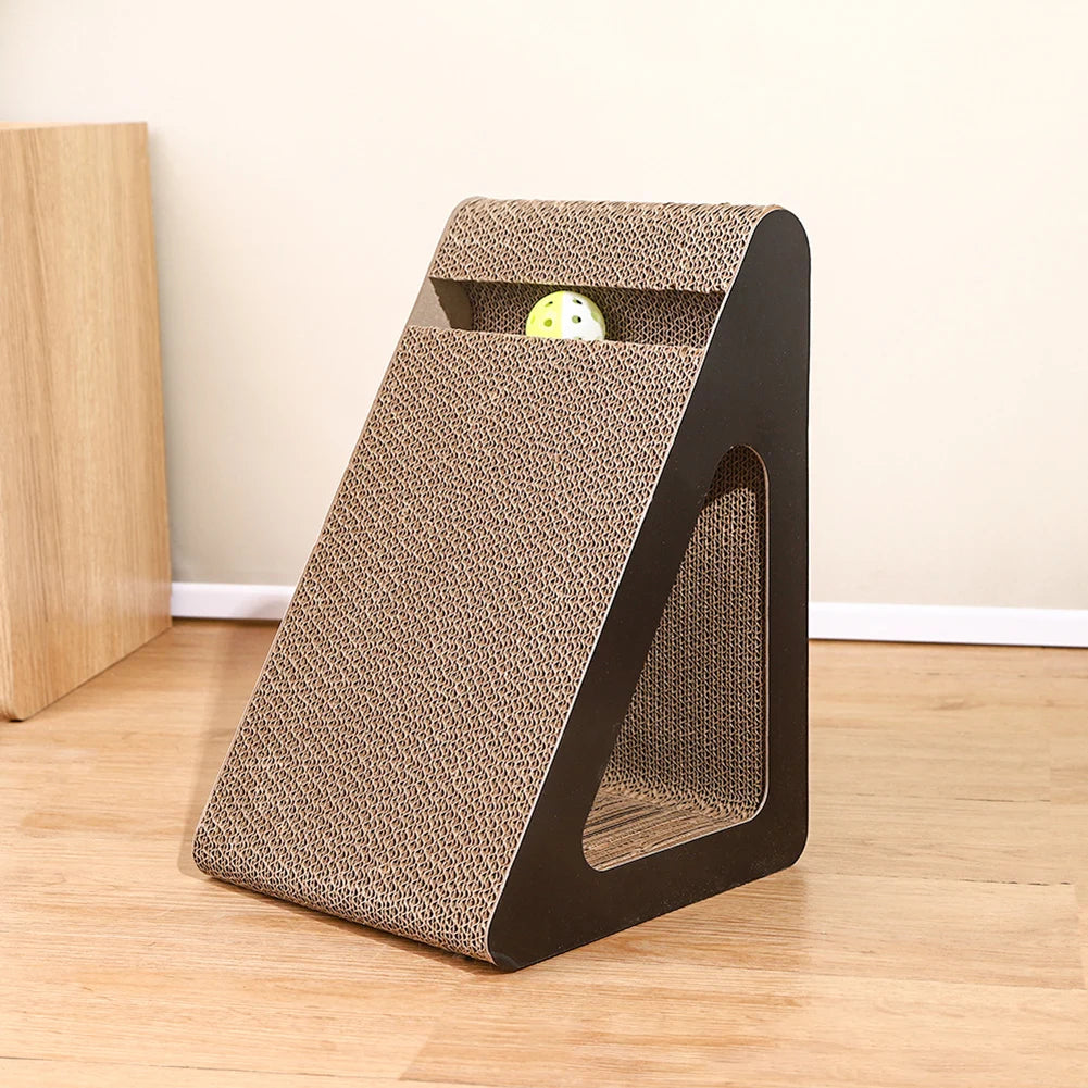 Triangular Cat Scratcher Cardboard with Spinning Balls Sturdy Anti-Scratch Toy Relieves Cat Stress Pet Plaything for Indoor Cats
