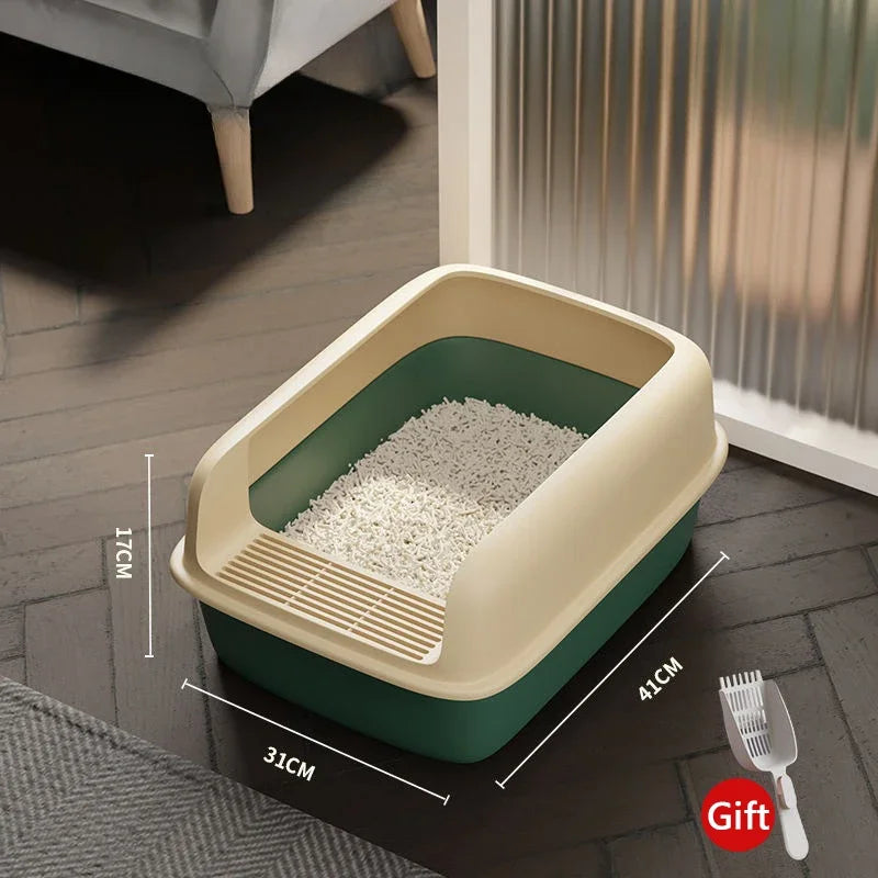 Small Size Cat Bedpan Anti-Splash Pet Sandbox Kitten Tray Semi-Closed Plastic Cat Toilet Cleaning Supplies