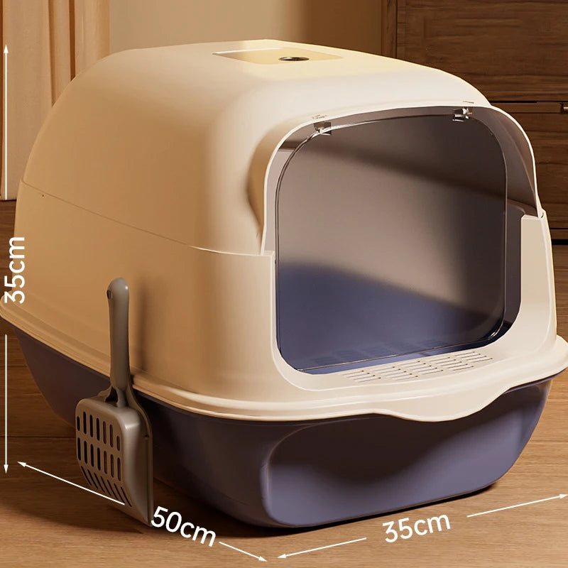 Large Capacity Cat Litter Box Fully Enclosed Sandbox Pet Anti Splash Toilet Spillproof Deodorant Cat Toilet Removable Cat Bedpan