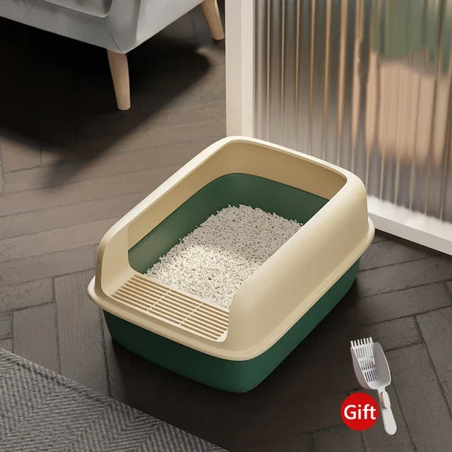 Small Size Cat Bedpan Anti-Splash Pet Sandbox Kitten Tray Semi-Closed Plastic Cat Toilet Cleaning Supplies