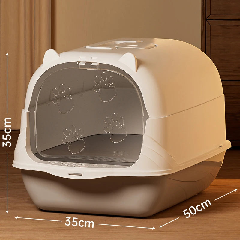 Large Capacity Cat Litter Box Fully Enclosed Sandbox Pet Anti Splash Toilet Spillproof Deodorant Cat Toilet Removable Cat Bedpan