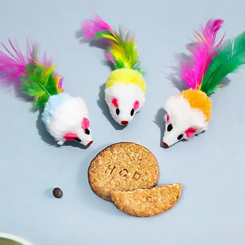 5pcs Kitten Toys Plush Simulation Mouse Interactive Cat Furry Pet Interactive Toy Supplies Cats Playing Scratch Training Game