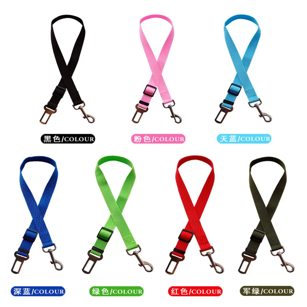 Adjustable Dog Car Seat Belt Harness – Reflective, Padded & Elastic Safety Strap for Comfortable Car Travel