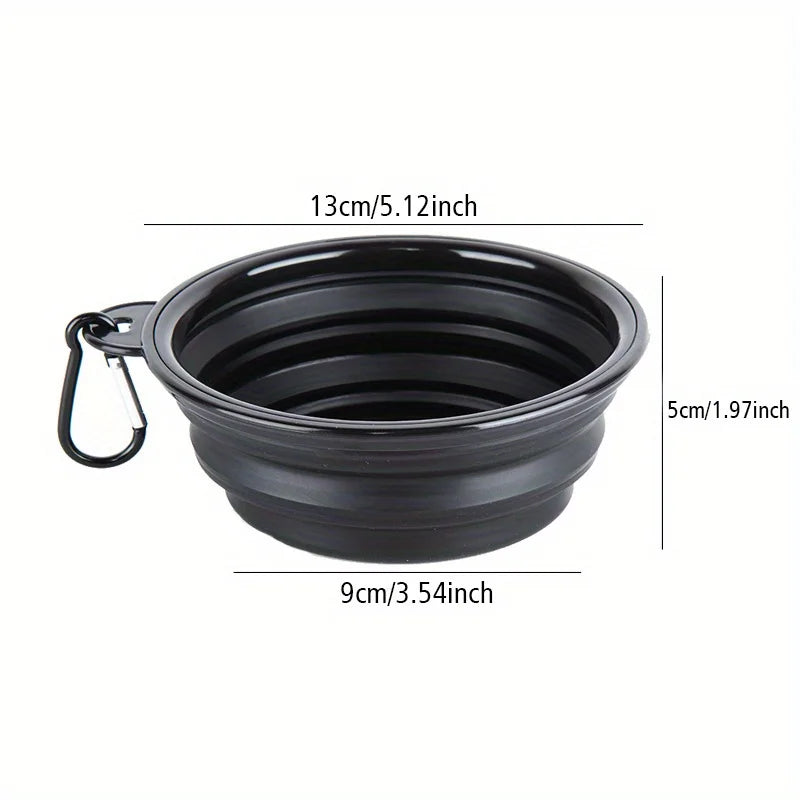 Portable Dog Folding Bowl Travel Food Water Dish Lightweight Silicone Bowl Lip for Outdoor Walking Universal for Small to Large Dogs