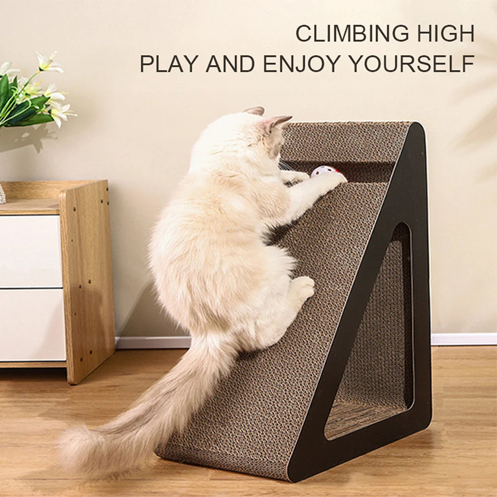 Triangular Cat Scratcher Cardboard with Spinning Balls Sturdy Anti-Scratch Toy Relieves Cat Stress Pet Plaything for Indoor Cats