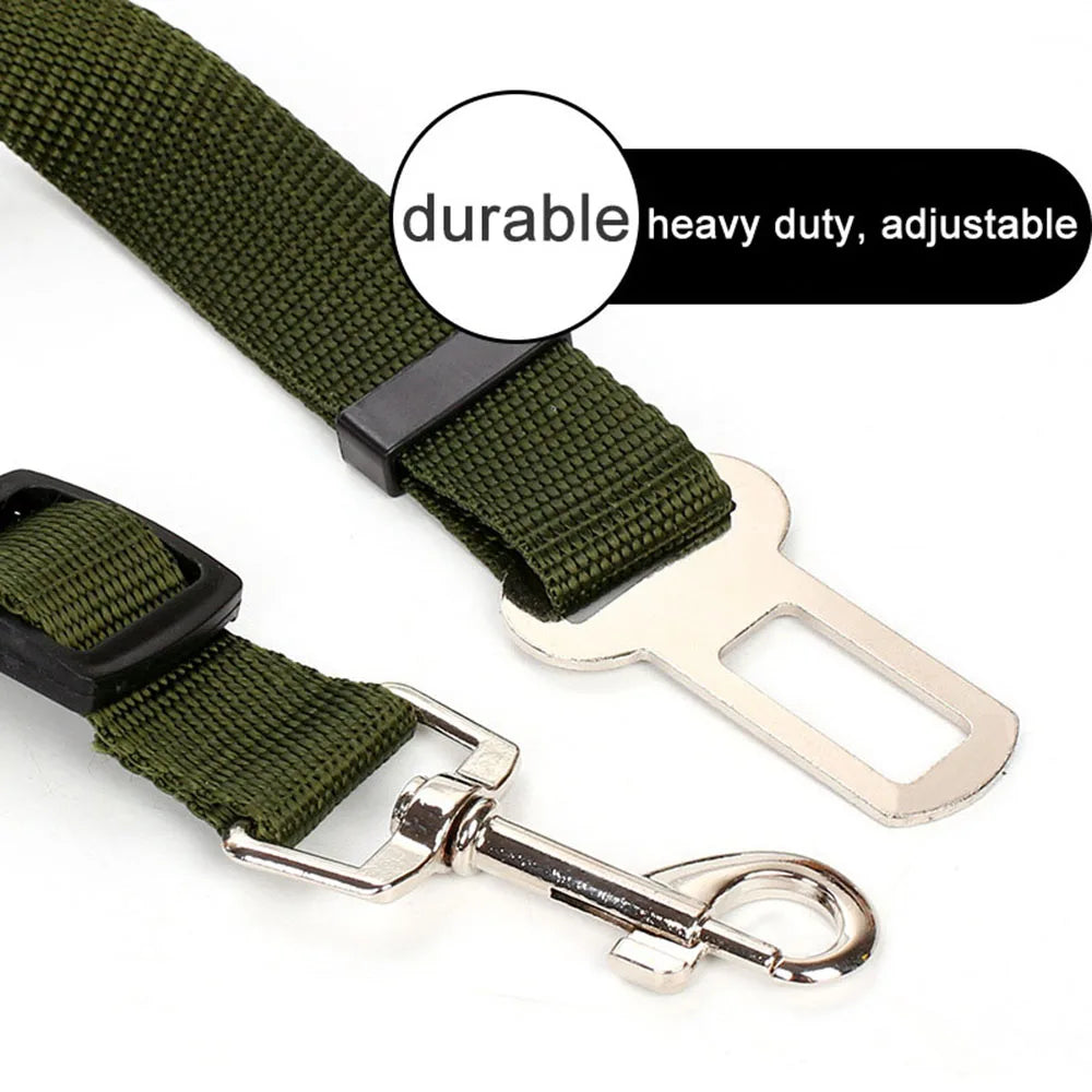 Adjustable Dog Car Seat Belt Harness – Reflective, Padded & Elastic Safety Strap for Comfortable Car Travel
