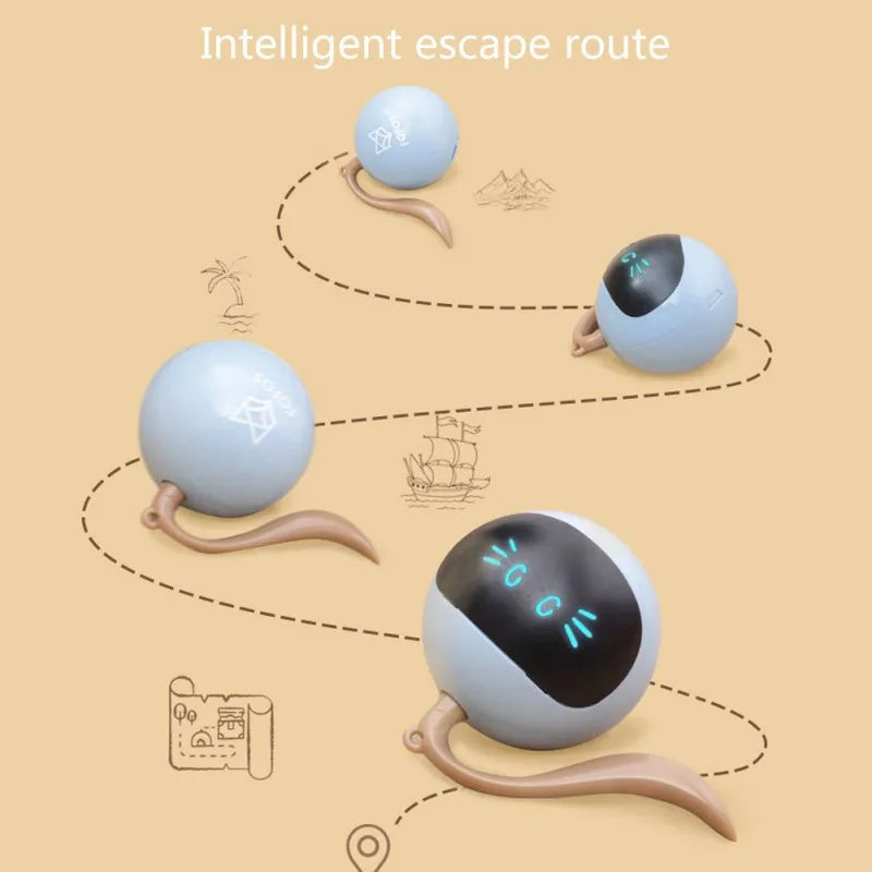 Interactive Smart Cat Toy Colorful LED Self Rotating Pet Ball Toys USB Rechargeable Kitten Automatic Ball Toys Cat Accessories