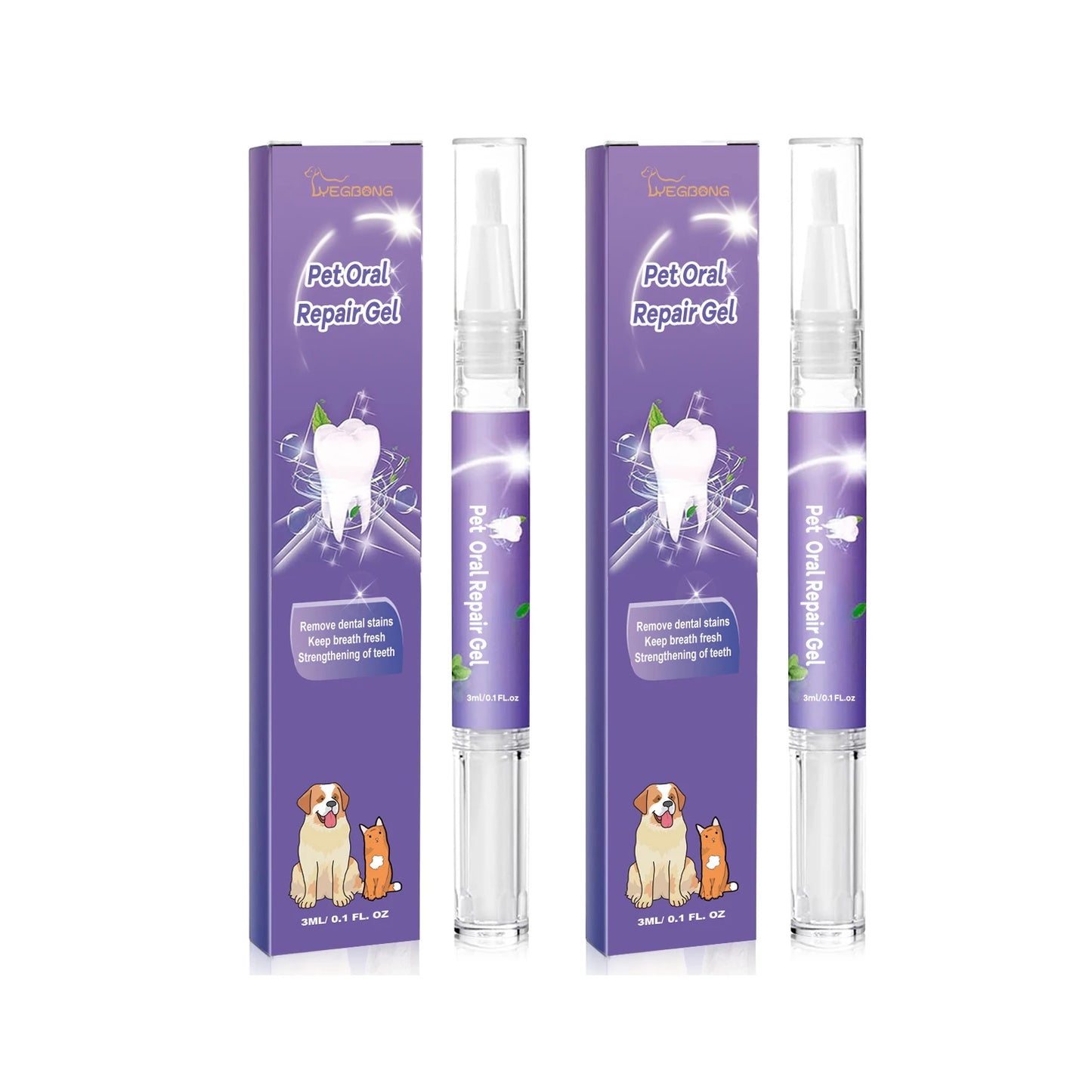 Pet Dental Care Gel 3ml Teeth Cleaning Pen for Dogs and Cats Fresh Breath Tartar Control Soothes Gums Easy Baking Soda Formula