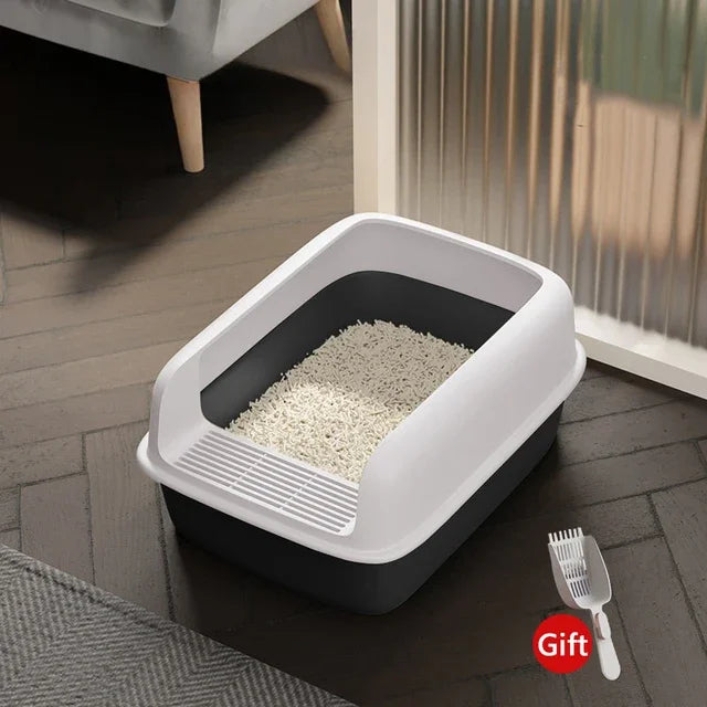 Small Size Cat Bedpan Anti-Splash Pet Sandbox Kitten Tray Semi-Closed Plastic Cat Toilet Cleaning Supplies