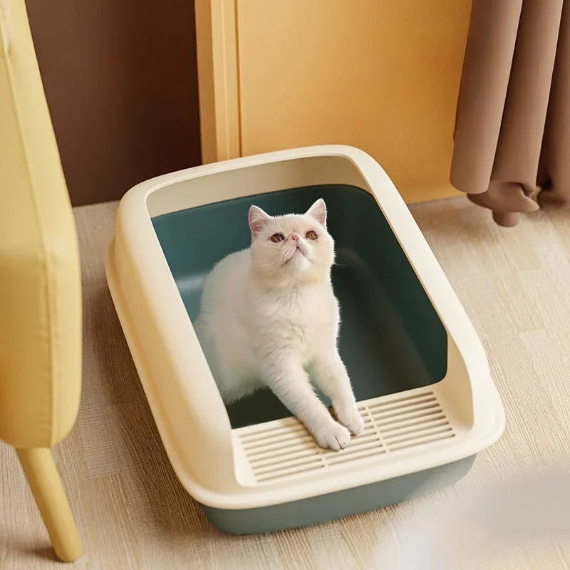 Small Size Cat Bedpan Anti-Splash Pet Sandbox Kitten Tray Semi-Closed Plastic Cat Toilet Cleaning Supplies