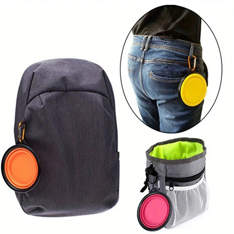 Portable Dog Folding Bowl Travel Food Water Dish Lightweight Silicone Bowl Lip for Outdoor Walking Universal for Small to Large Dogs
