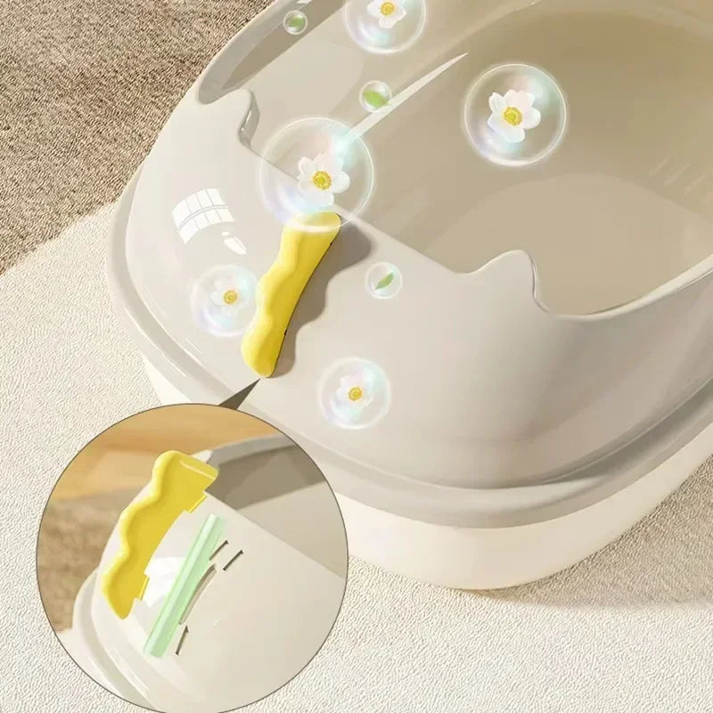 Large Capacity Splashproof Cat Litter Box Semi-Closed Kitty Toilet Sand Box Cleaning Basin Pet Supply for Cats