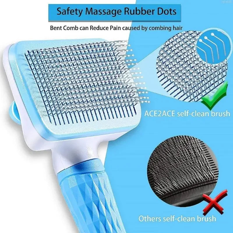 Pet Hair Remover Brush for Dogs And Cats - Long Hair Grooming Comb Stainless Steel Cat Dog Hair Cleaner Brush for Pet Care