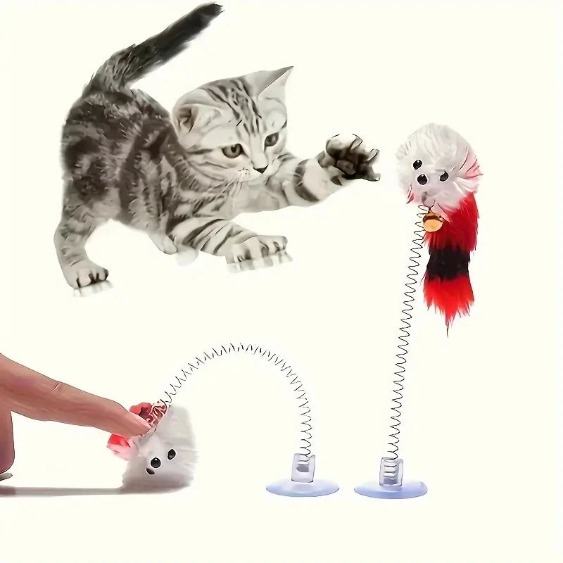 Random Color Suction Cup Spring Bells That Make Sounds for Mice to Chew on to Attract Cats' Attention