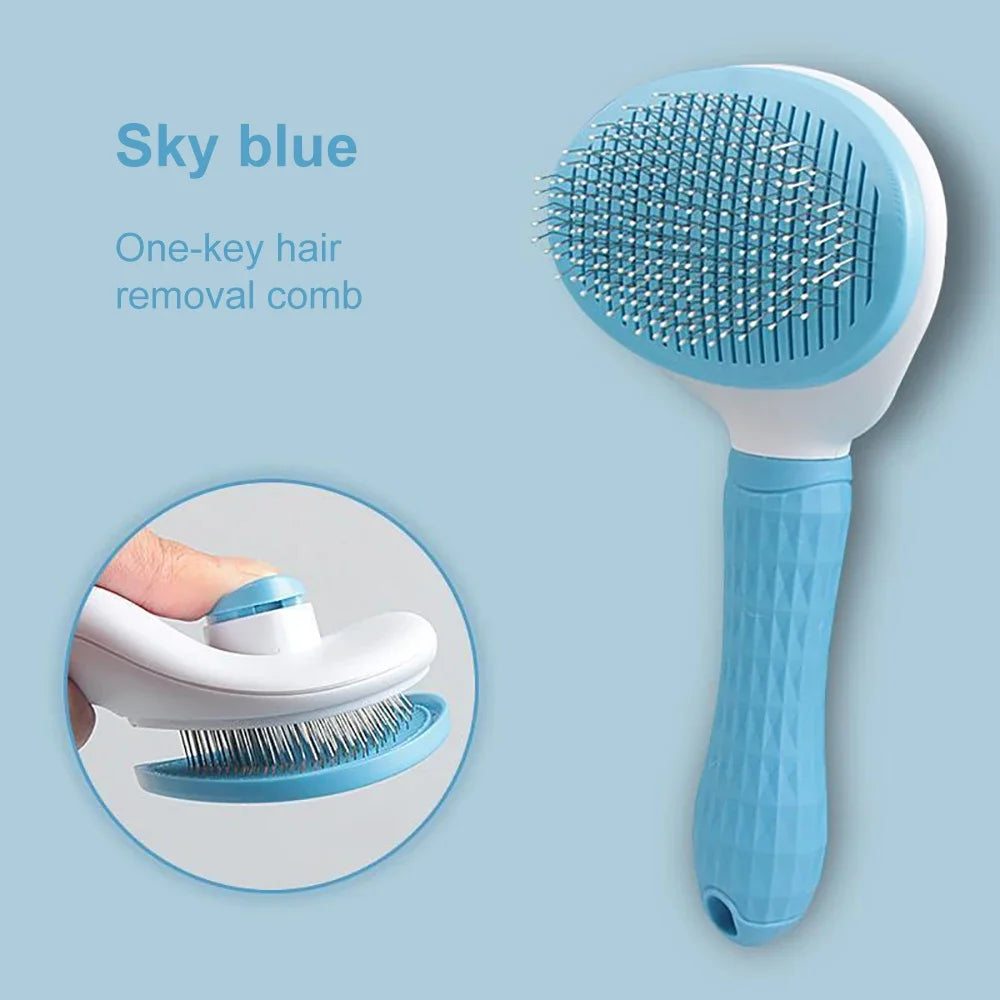 Pet Hair Remover Brush for Dogs And Cats - Long Hair Grooming Comb Stainless Steel Cat Dog Hair Cleaner Brush for Pet Care