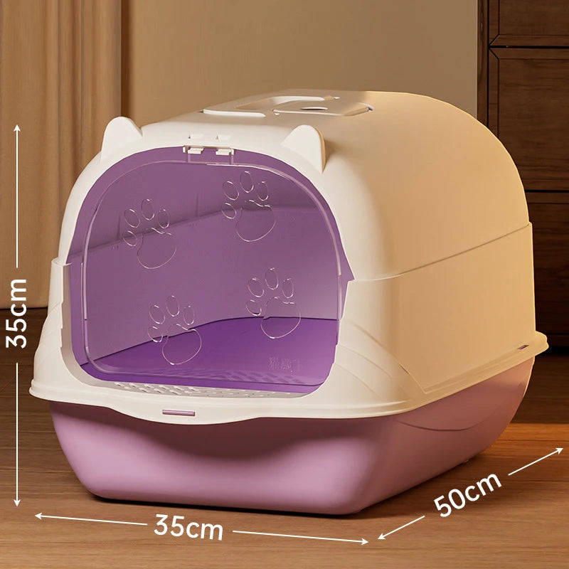 Large Capacity Cat Litter Box Fully Enclosed Sandbox Pet Anti Splash Toilet Spillproof Deodorant Cat Toilet Removable Cat Bedpan