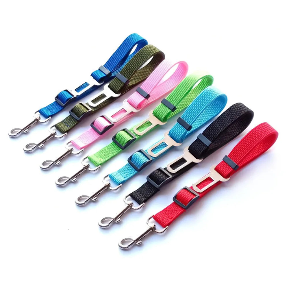 Adjustable Dog Car Seat Belt Harness – Reflective, Padded & Elastic Safety Strap for Comfortable Car Travel