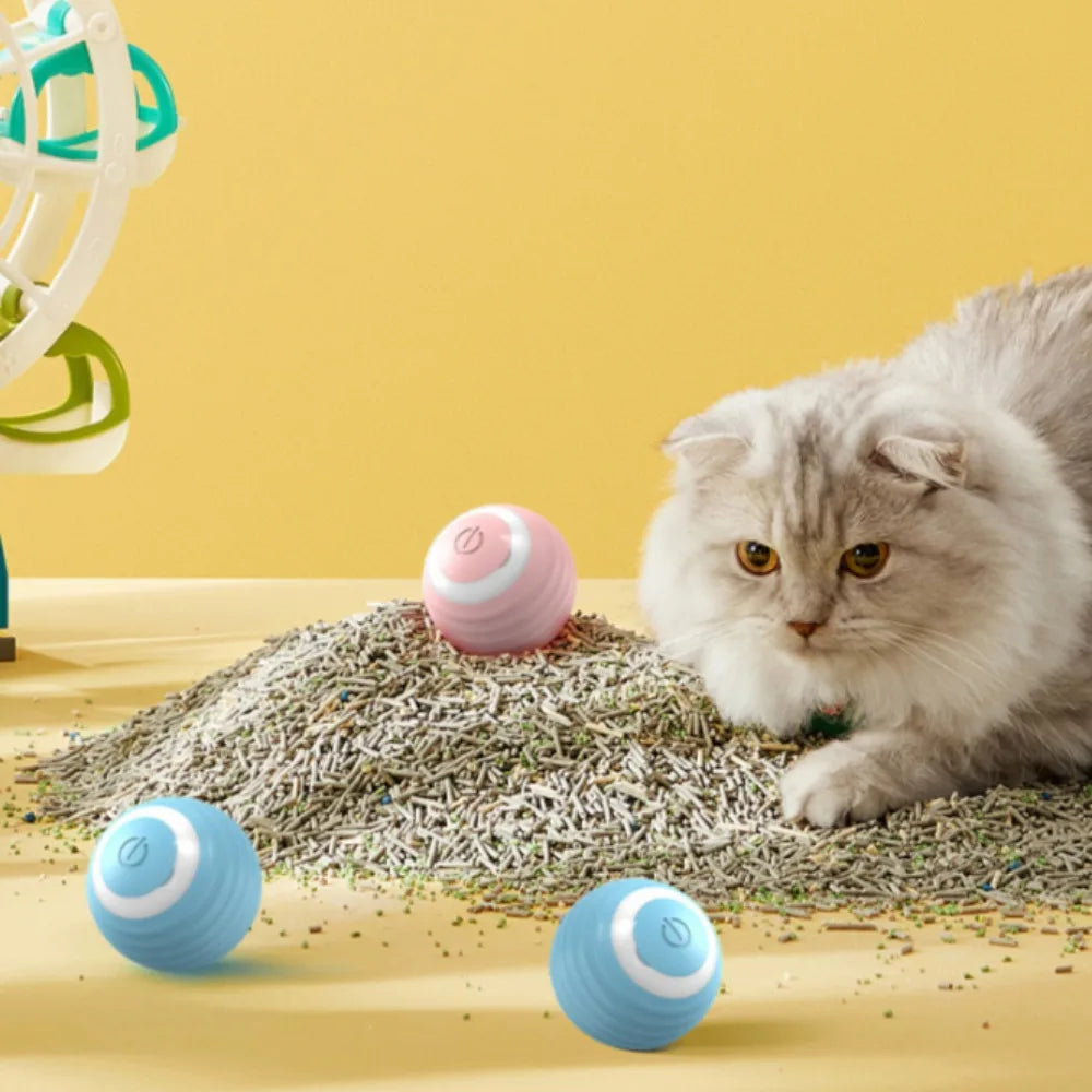 Rechargeable Smart Cat Rolling Ball Toy Interactive Self-Moving Motion Ball for Kitten Indoor Play Interactive Pet Supplies