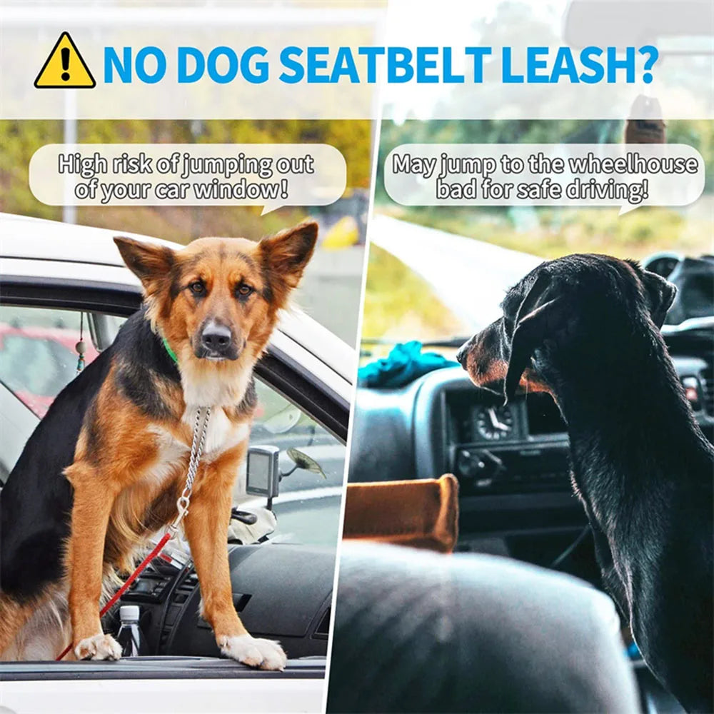 Adjustable Dog Car Seat Belt Harness – Reflective, Padded & Elastic Safety Strap for Comfortable Car Travel