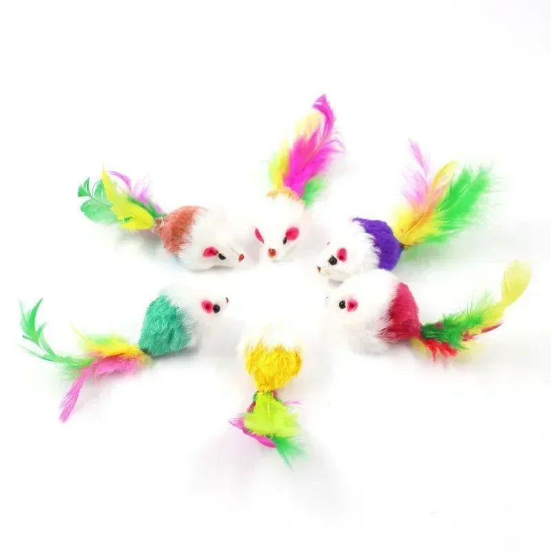 5pcs Kitten Toys Plush Simulation Mouse Interactive Cat Furry Pet Interactive Toy Supplies Cats Playing Scratch Training Game