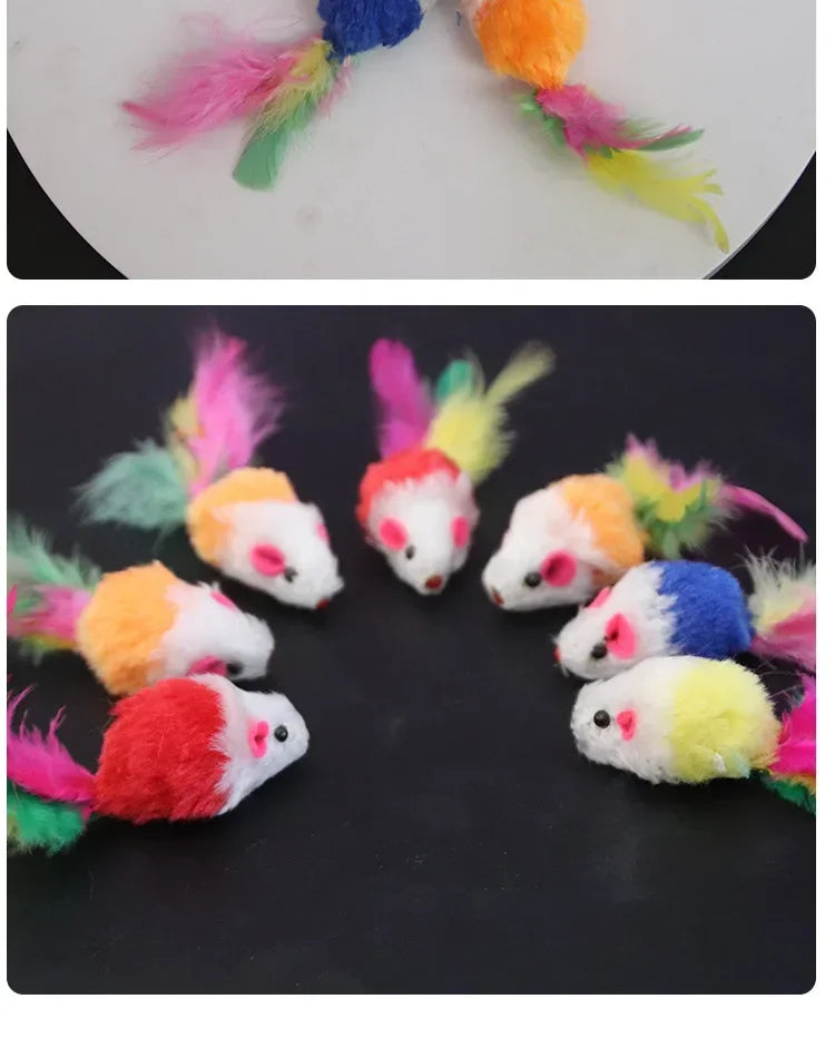 5pcs Kitten Toys Plush Simulation Mouse Interactive Cat Furry Pet Interactive Toy Supplies Cats Playing Scratch Training Game