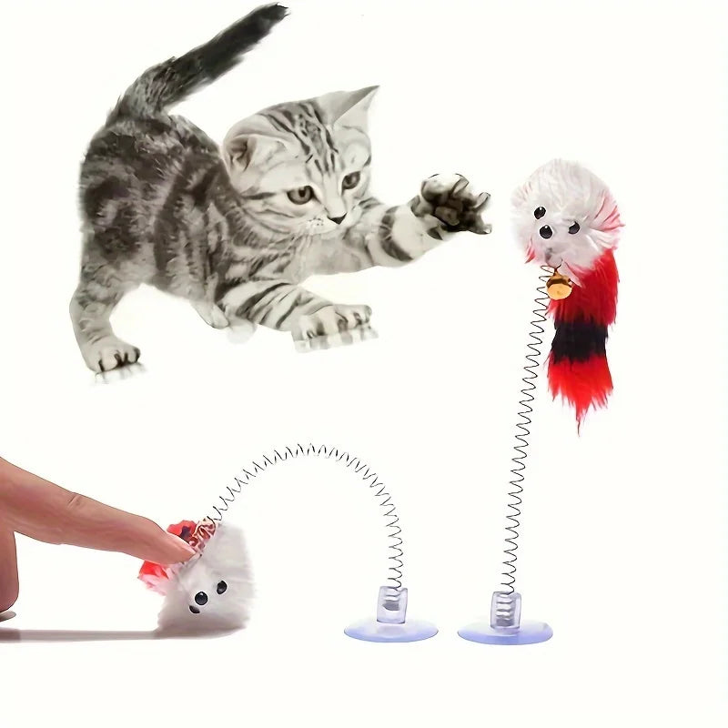 Random Color Suction Cup Spring Bells That Make Sounds for Mice to Chew on to Attract Cats' Attention