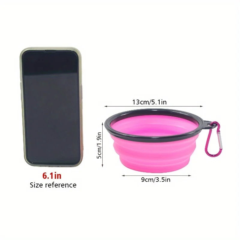 Portable Dog Folding Bowl Travel Food Water Dish Lightweight Silicone Bowl Lip for Outdoor Walking Universal for Small to Large Dogs